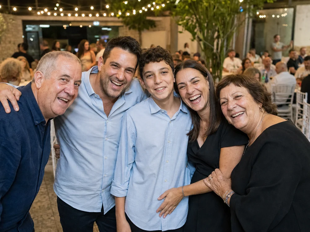 A family photo at a bar mitzvah.